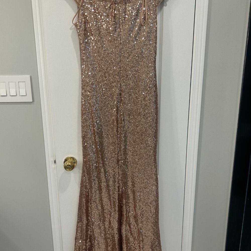 Rose Gold Sequins Evening Gown/ Bridesmaid Dress